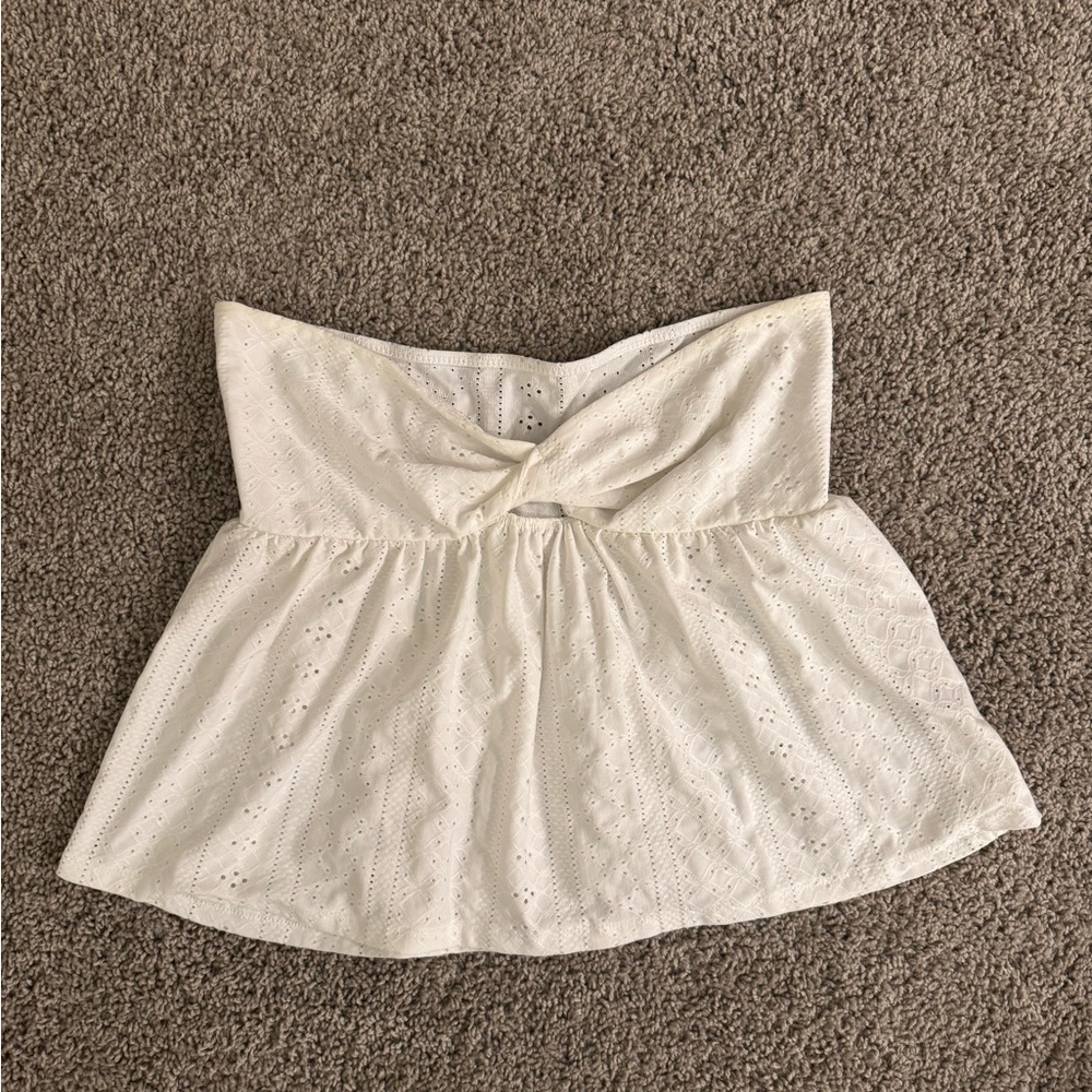 White Eyelet Strapless Blouse